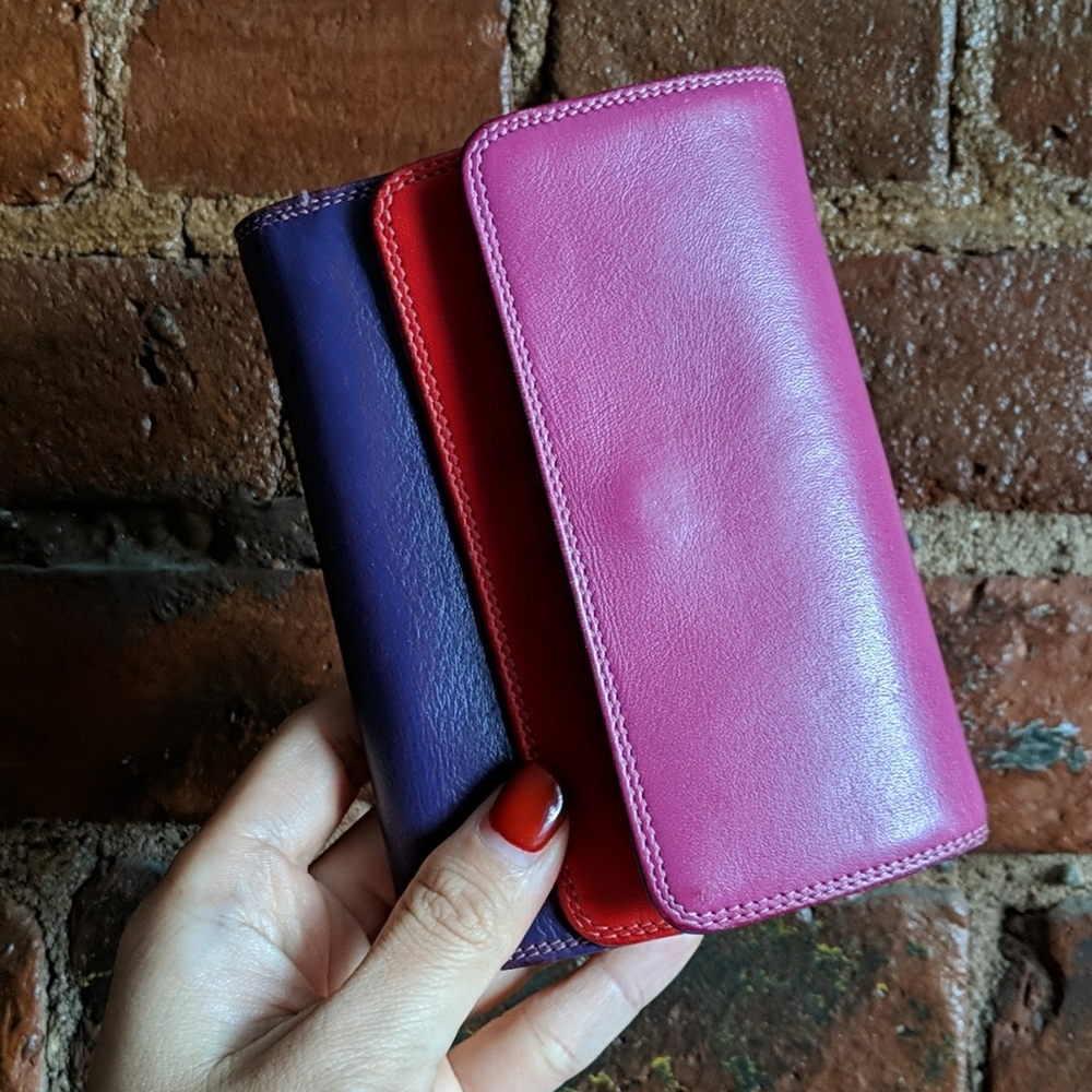 Mywalit Double-Flap Wallet in Sangria Multi